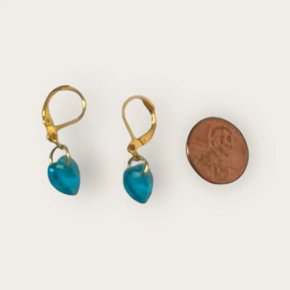 Blue Crystal heart earrings Gold plated - Picture 7 of 7
